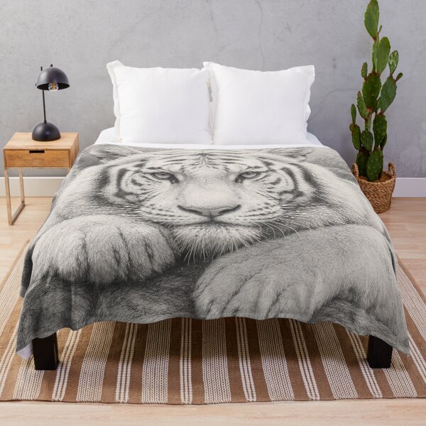 Item preview, Resting White Tiger Colored Pencil Art | Majestic White Tiger Drawing | Realistic Wildlife Illustration | Fine Art Animal Portrait | Nature Wall Decor | Tiger Lover Gift designed and sold by ManJiangHong.