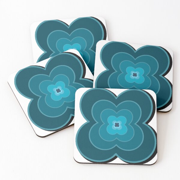 Item preview, Retro Teal Layered Flower Graphic Art designed and sold by IO Soul Spaces.