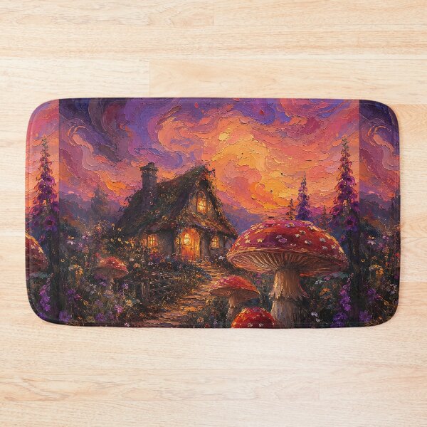 Item preview, Enchanted Mushroom Cottage at Sunset designed and sold by Rahma-yehia23.