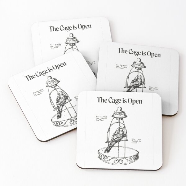 Item preview, The Cage Is Open Vintage Bird Line Art Print designed and sold by gringoods.