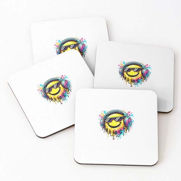 Item preview, Funky Melting Smiley Face with Headphones Y2K Streetwear Sticker designed and sold by PixelSymmetry.