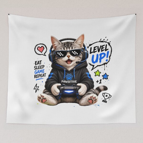 Item preview, Gaming Cat designed and sold by trendspatterns.