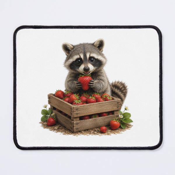 Item preview, Strawberry Loving Raccoon designed and sold by Helenaphotoart.