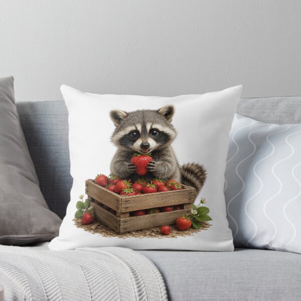 Item preview, Strawberry Loving Raccoon designed and sold by Helenaphotoart.