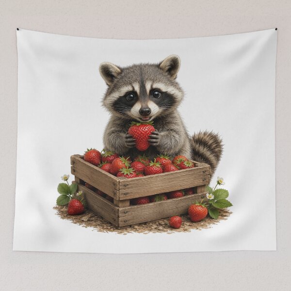 Item preview, Strawberry Loving Raccoon designed and sold by Helenaphotoart.
