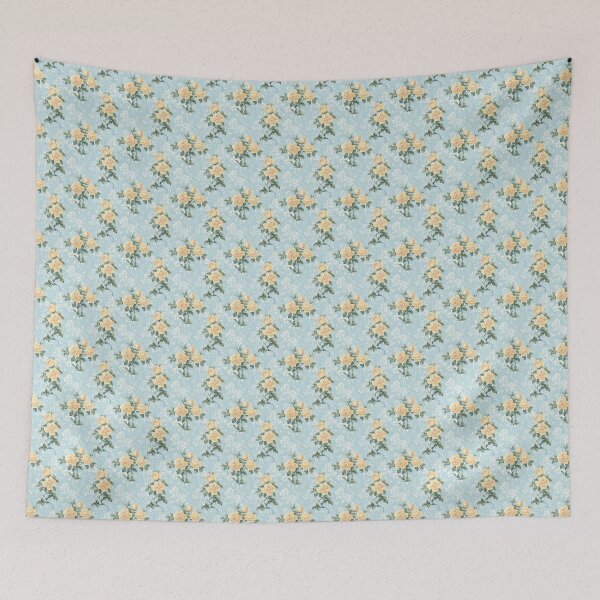 Item preview, Vintage Yellow Floral and Blue Background Pattern  designed and sold by LouieVanille.