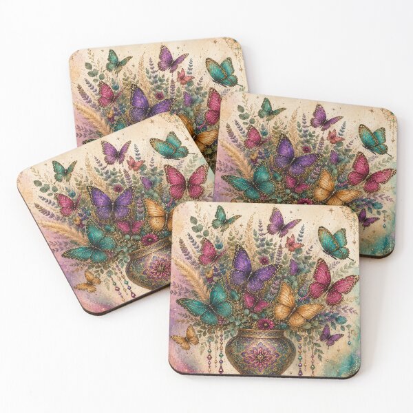 Item preview, Jewel Tone Butterfly Bouquet Ornate Vase Design designed and sold by Extremeallie.