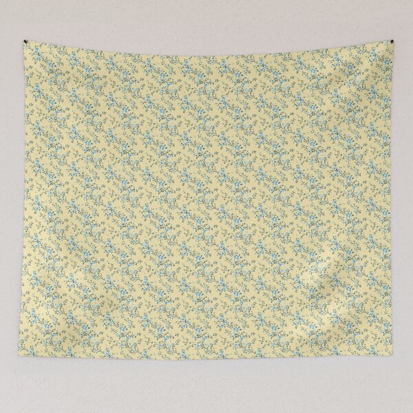 Item preview, Vintage Blue Floral and Yellow Background Pattern  designed and sold by LouieVanille.