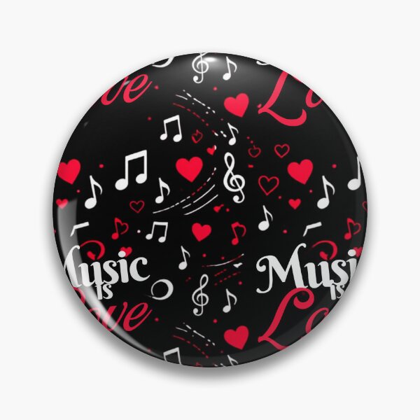 Item preview, Music Is Love Seamless Pattern – Musical Notes and Hearts on Black Background – Cute Music Lover Design designed and sold by Joyfulfabric.