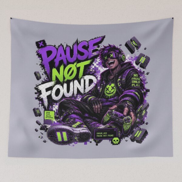 Item preview, PAUSE NOT FOUND Gaming Sticker | Funny Gamer Quote Neon Esports Design designed and sold by Stylestickers55.