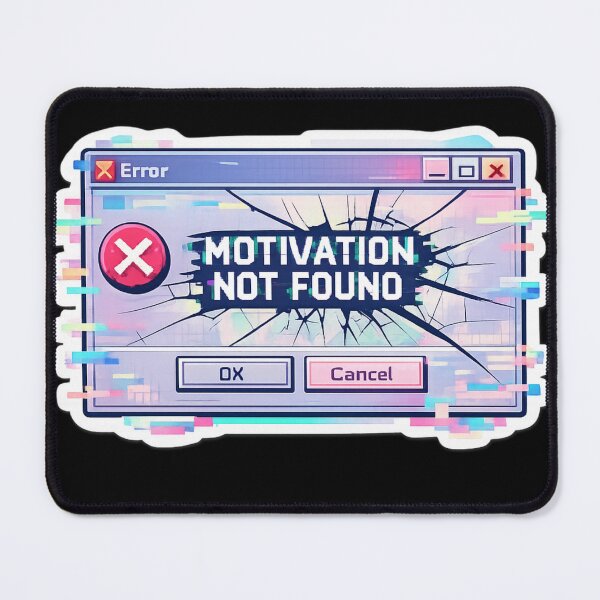 Item preview, Motivation Not Found - Y2K Windows Error Glitch Sticker designed and sold by LuxeBuzz.