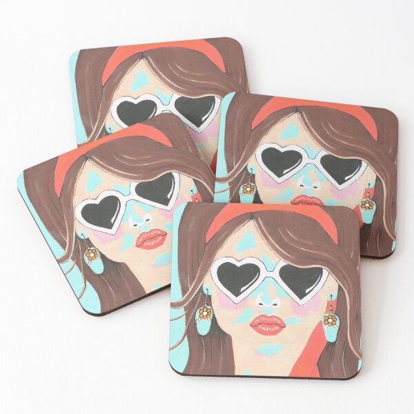 Item preview, Beautiful Woman Brown Hair Heart Shape Glasses designed and sold by Sartoris Art.