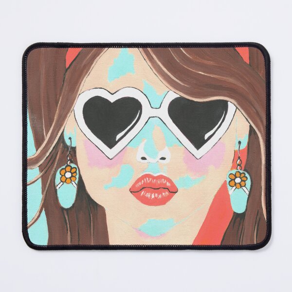 Item preview, Beautiful Woman Brown Hair Heart Shape Glasses designed and sold by Sartoris Art.