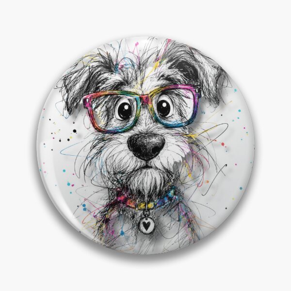 Item preview, Funky Schnauzer with Rainbow Glasses – Colorful Sketch Art Dog Design designed and sold by Krzepcia.