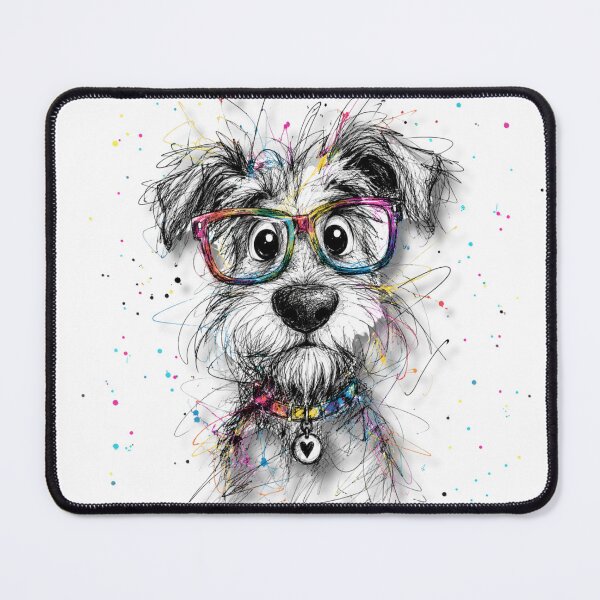 Item preview, Funky Schnauzer with Rainbow Glasses – Colorful Sketch Art Dog Design designed and sold by Krzepcia.