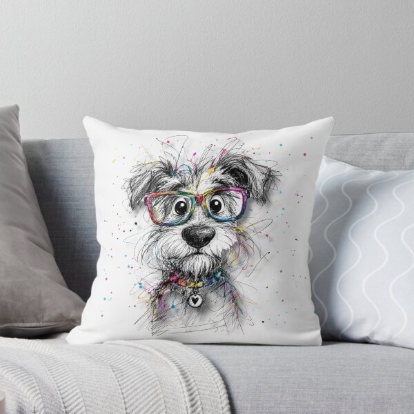 Item preview, Funky Schnauzer with Rainbow Glasses – Colorful Sketch Art Dog Design designed and sold by Krzepcia.