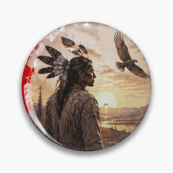 Item preview,  Native American Warrior Watching Soaring Eagle at Sunset designed and sold by silvano91.