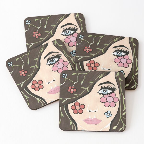Item preview, Pretty Woman Brown Hair With Flowers designed and sold by Sartoris Art.