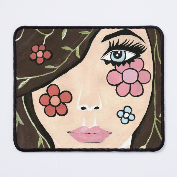 Item preview, Pretty Woman Brown Hair With Flowers designed and sold by Sartoris Art.
