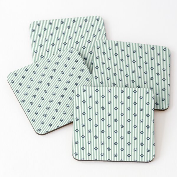 Item preview, Navy Paw Print Stripes Pattern | Sage Green and White Striped Paw Design | Cute Dog Paw Print | Animal Lover Paw Pattern | Navy Paws on Vertical Stripes | Dog Mom Paw Print designed and sold by VivaFy.
