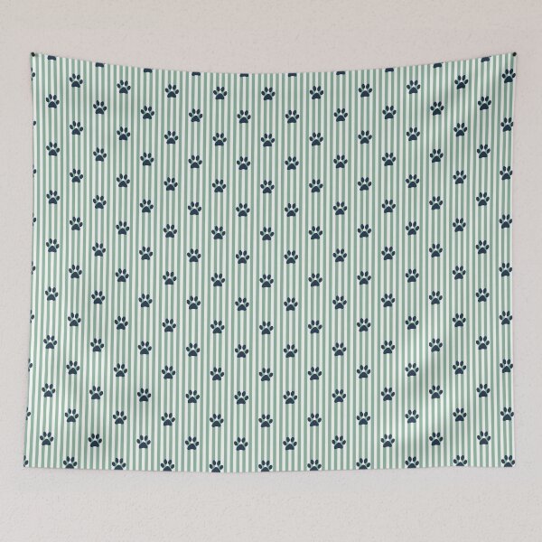 Item preview, Navy Paw Print Stripes Pattern | Sage Green and White Striped Paw Design | Cute Dog Paw Print | Animal Lover Paw Pattern | Navy Paws on Vertical Stripes | Dog Mom Paw Print designed and sold by VivaFy.