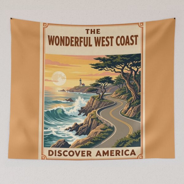 Item preview, West Coast Vintage Style Travel Advert designed and sold by Dimensionality.