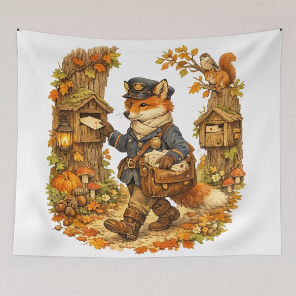 Item preview, Fox Postmaster Delivering Autumn Letters designed and sold by Mosslume Studio.