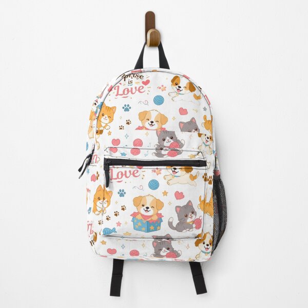 Item preview, Cute Kawaii Cats and Puppies Seamless Pattern – Surprise Is Love – Adorable Pet Cartoon Design designed and sold by Joyfulfabric.