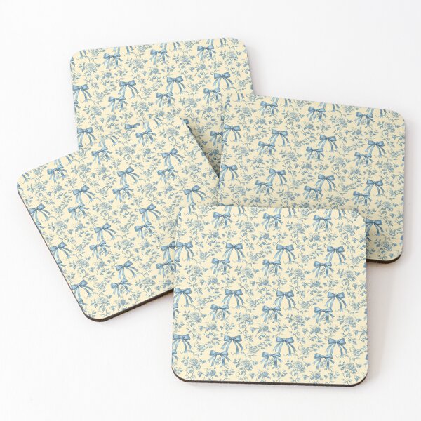Item preview, Vintage Yellow and Blue Floral and Bow Pattern  designed and sold by LouieVanille.