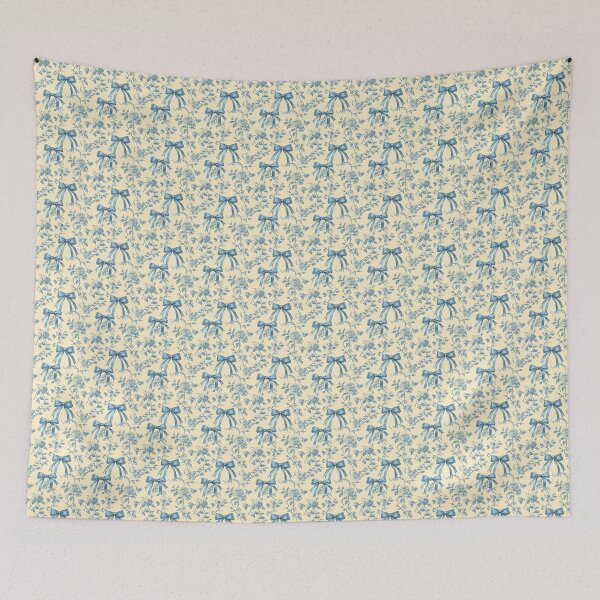 Item preview, Vintage Yellow and Blue Floral and Bow Pattern  designed and sold by LouieVanille.