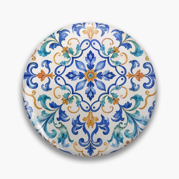 Item preview, Portuguese Azulejo Garden – Seamless Watercolor Floral Pattern designed and sold by Jandedan.