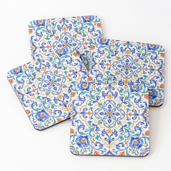 Item preview, Portuguese Azulejo Garden – Seamless Watercolor Floral Pattern designed and sold by Jandedan.