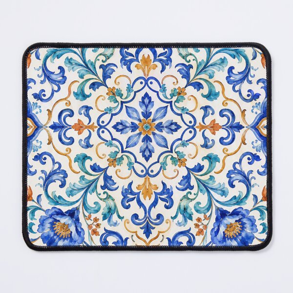 Item preview, Portuguese Azulejo Garden – Seamless Watercolor Floral Pattern designed and sold by Jandedan.