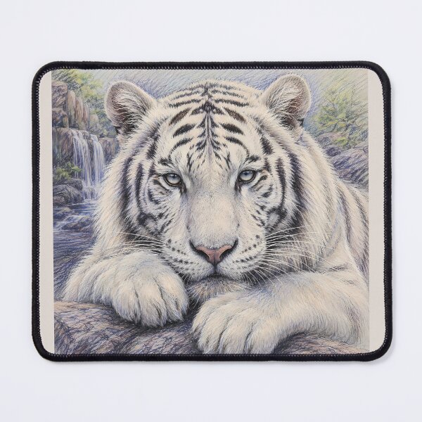 Artikelvorschau, Resting White Tiger Colored Pencil Art | Realistic White Tiger Drawing | Wildlife Fine Art Illustration | Pencil Animal Portrait | Nature Wall Decor | Tiger Lover Gift entworfen und verkauft von ManJiangHong.