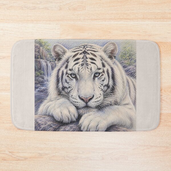 Item preview, Resting White Tiger Colored Pencil Art | Realistic White Tiger Drawing | Wildlife Fine Art Illustration | Pencil Animal Portrait | Nature Wall Decor | Tiger Lover Gift designed and sold by ManJiangHong.