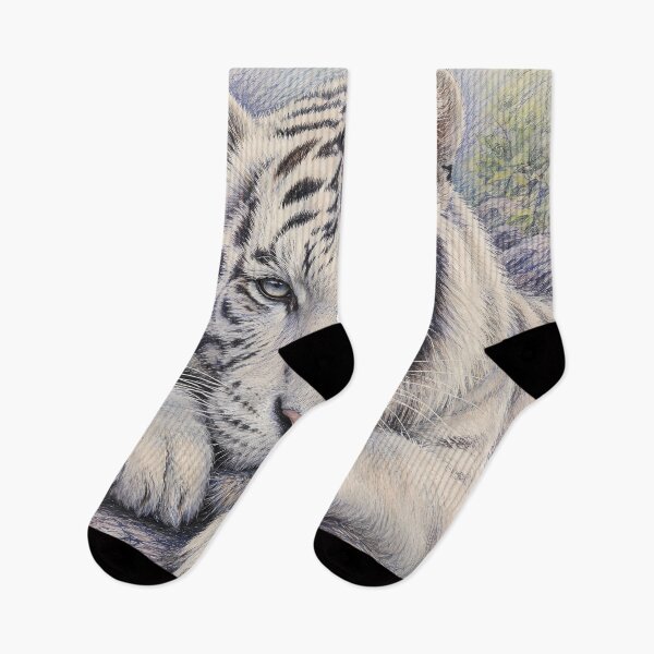 Item preview, Resting White Tiger Colored Pencil Art | Realistic White Tiger Drawing | Wildlife Fine Art Illustration | Pencil Animal Portrait | Nature Wall Decor | Tiger Lover Gift designed and sold by ManJiangHong.