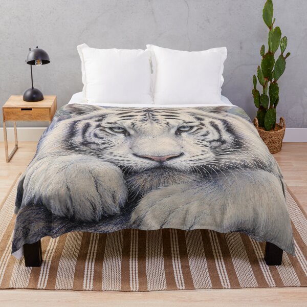 Item preview, Resting White Tiger Colored Pencil Art | Realistic White Tiger Drawing | Wildlife Fine Art Illustration | Pencil Animal Portrait | Nature Wall Decor | Tiger Lover Gift designed and sold by ManJiangHong.
