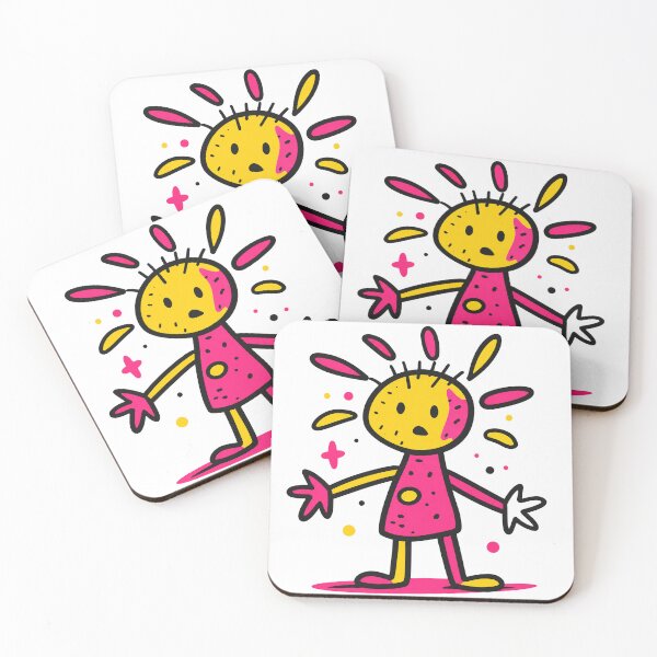 Item preview, Neon Joy Doodle – Yellow & Pink Abstract Character designed and sold by fateh236.