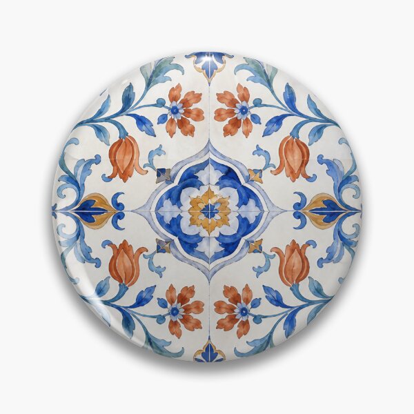 Item preview, Portuguese Azulejo Botanical – Luxury Seamless Watercolor Pattern designed and sold by Jandedan.