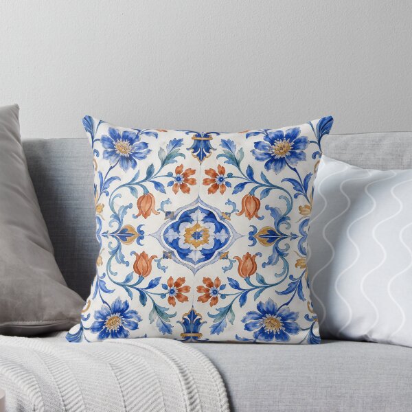 Item preview, Portuguese Azulejo Botanical – Luxury Seamless Watercolor Pattern designed and sold by Jandedan.