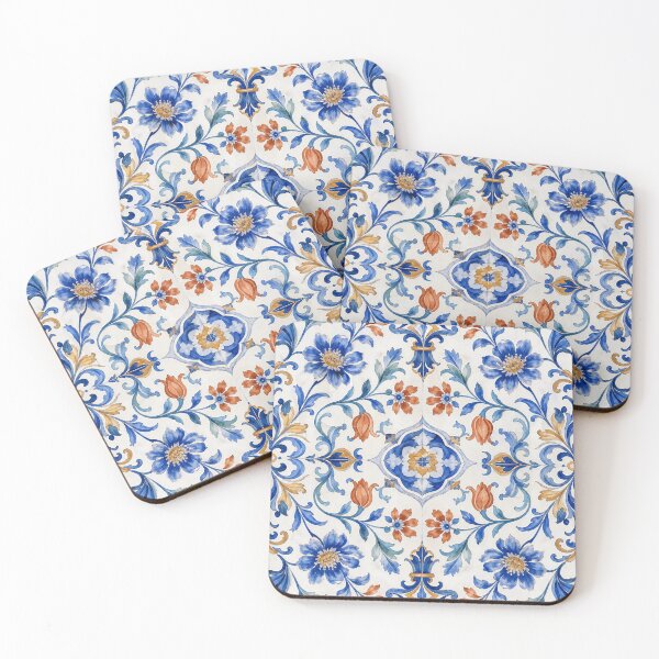 Item preview, Portuguese Azulejo Botanical – Luxury Seamless Watercolor Pattern designed and sold by Jandedan.
