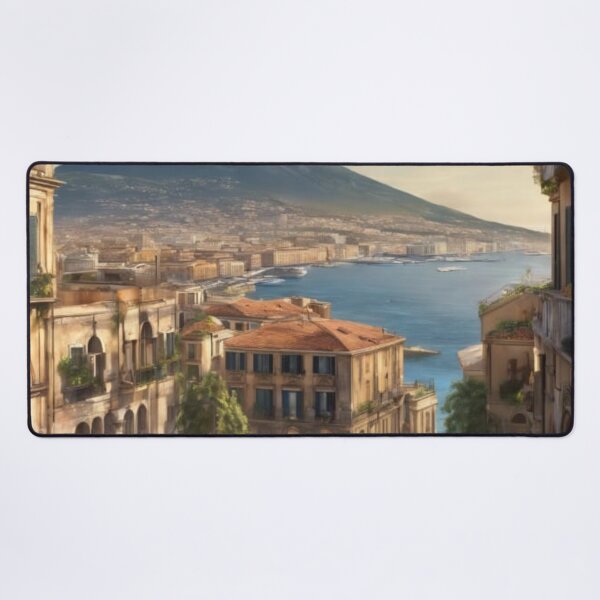 Item preview, Bay of Naples Italy Watercolor Landscape Mount Vesuvius Art designed and sold by UmSkelig834.