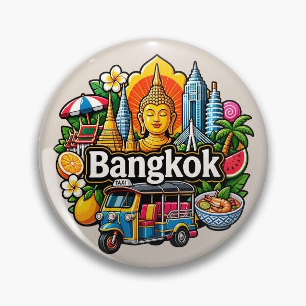 Item preview, Bangkok, Thailand – Colorful City Icons designed and sold by Myra365Art.