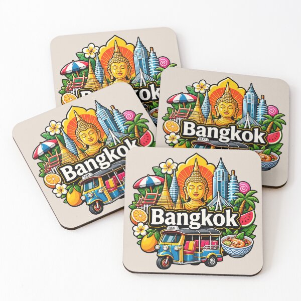 Item preview, Bangkok, Thailand – Colorful City Icons designed and sold by Myra365Art.