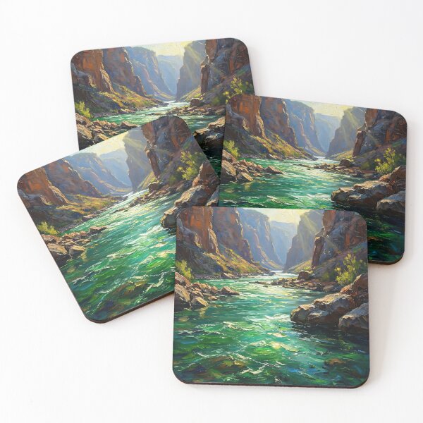 Item preview, Grand Canyon River: Textured Emerald Waters Oil Painting designed and sold by MoonwoodStudio.