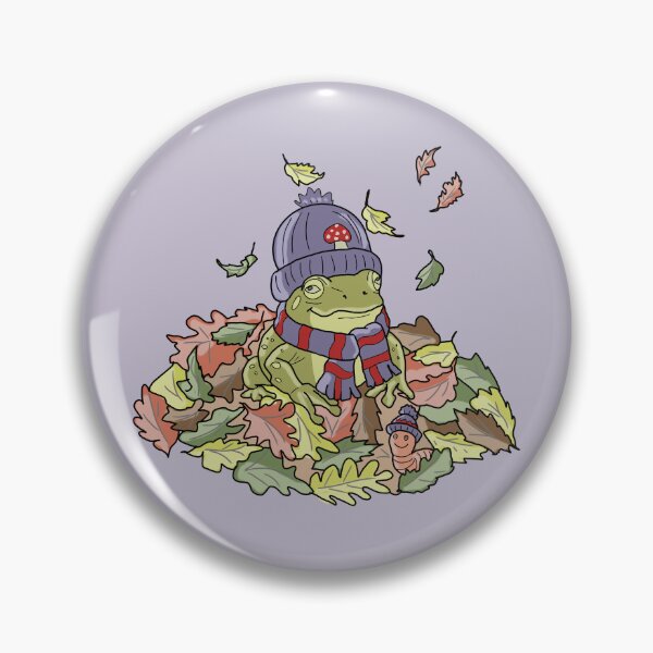 Item preview, Frog in autumn leaves and beanie cottagecore illustration designed and sold by LeshanArt.