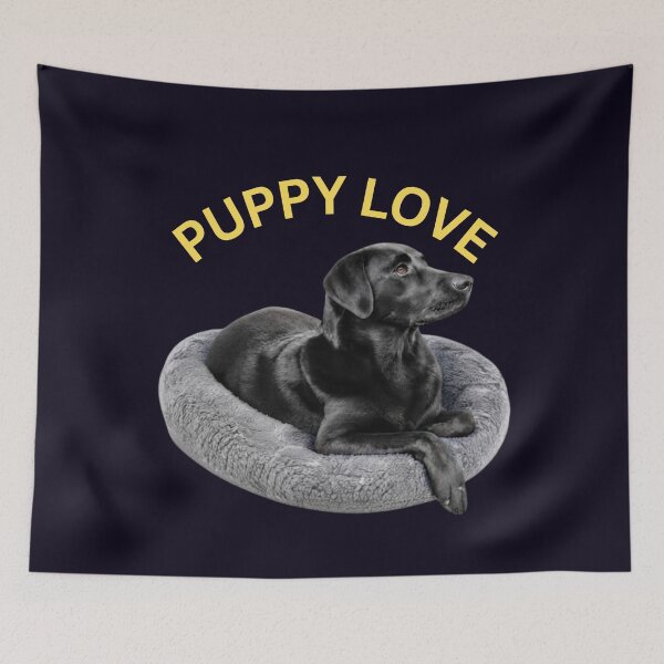 Item preview, BLACK LABRADOR RETRIEVER PUPPY LOVE ADORING DOG PORTRAIT designed and sold by PRINTSCHARMINGM.