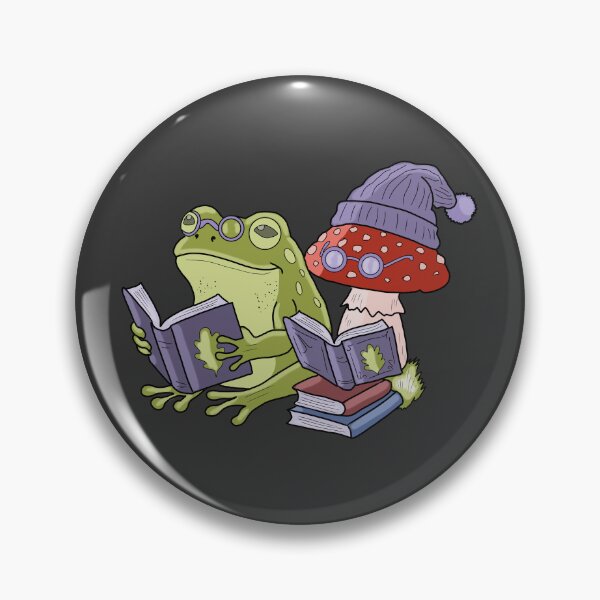 Item preview, Frog reading book with mushroom cottagecore illustration designed and sold by LeshanArt.