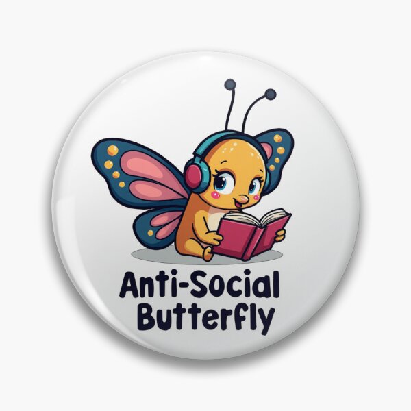 Item preview, Anti-Social Butterfly | Cute Reading Butterfly designed and sold by WonderWaresGifts.