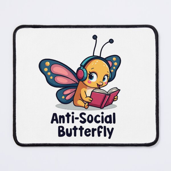 Item preview, Anti-Social Butterfly | Cute Reading Butterfly designed and sold by WonderWaresGifts.